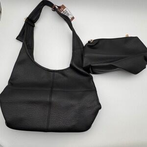 Montana West Black Pebbled Vegan Leather Hobo Bag and Wristlet Set MWCZ-122BK